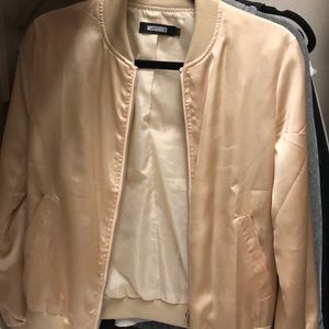Rose gold silk bomber